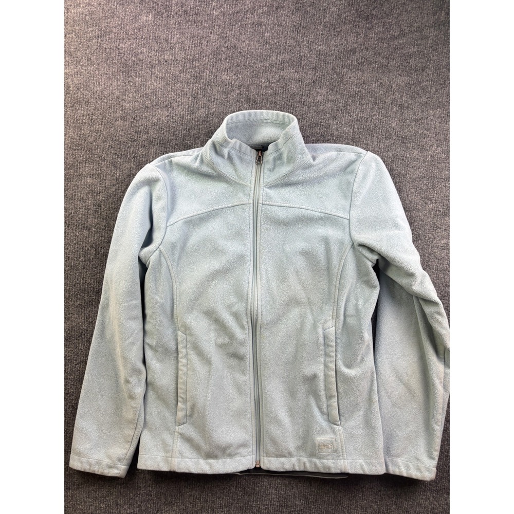 REI Fleece Jacket Womens Large Light Blue Full Zip Mock Neck Outdoor Layer